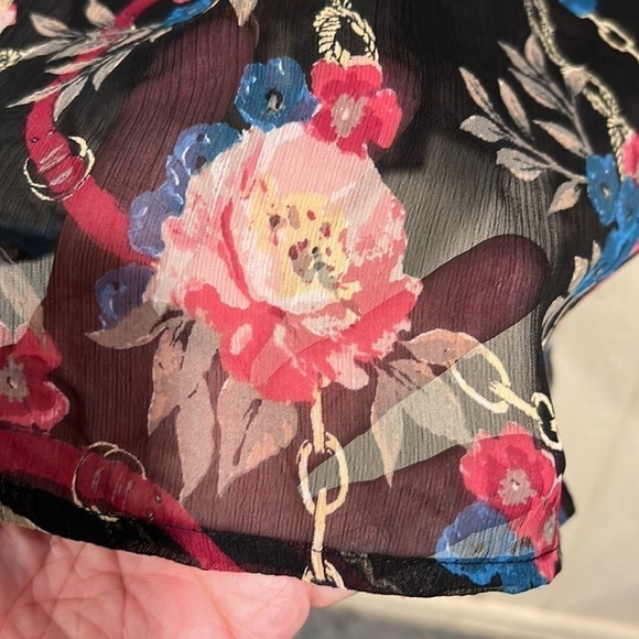 Seven 7 Sheer Floral Long Sleeve Blouse Medium - Picture 7 of 11